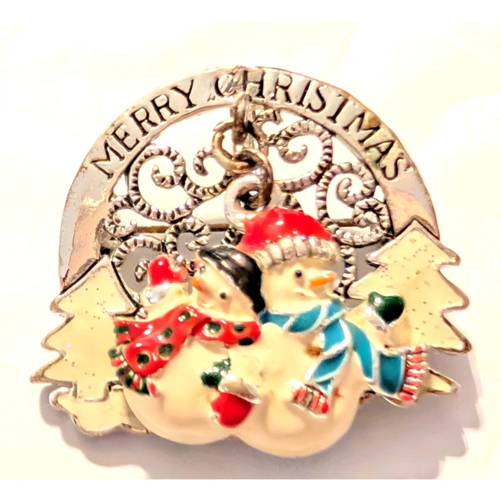 Vintage Christmas‎ Brooch Pin Pendant Snowman Trees Figural Jewelry H-94